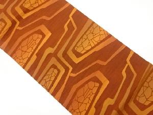 リサイクル　手織り紬抽象模様織出し名古屋帯